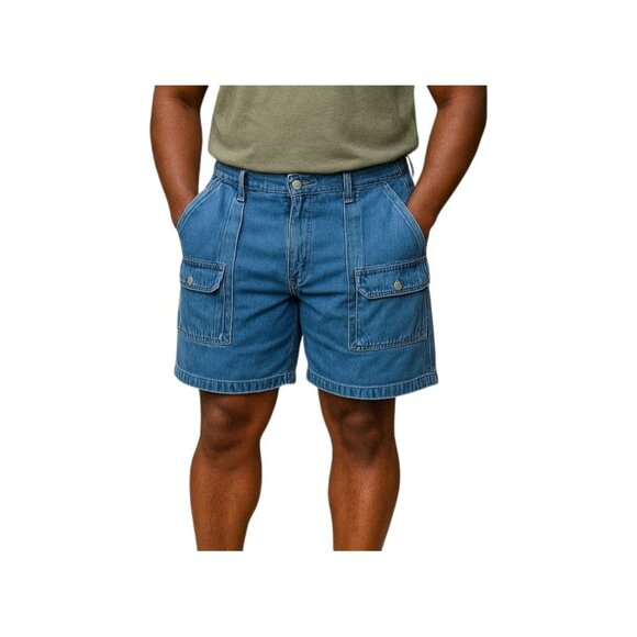 Redhead Mens 6-Pocket Denim Cargo Shorts Size 38 With Elastic Back - Picture 1 of 8